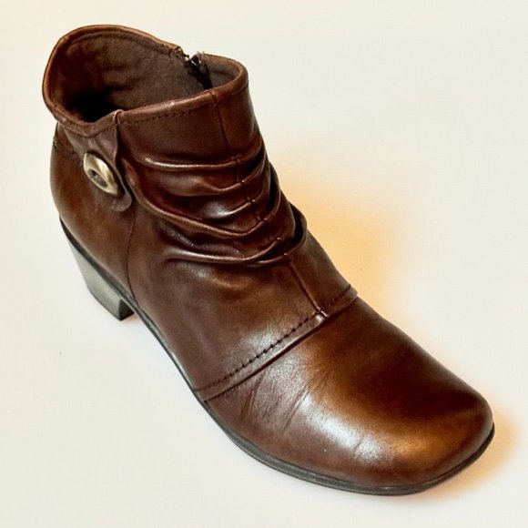 Women's Ankle Boots Earth Origins Mallory Brown Leather Booties Inside Zipper Ru - Picture 6 of 12